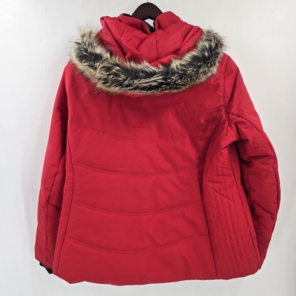 Obermeyer Tuscany II Womens Sz 20 Confetti Jacket Fur Hood Red Parka Winter Coat - Picture 4 of 10